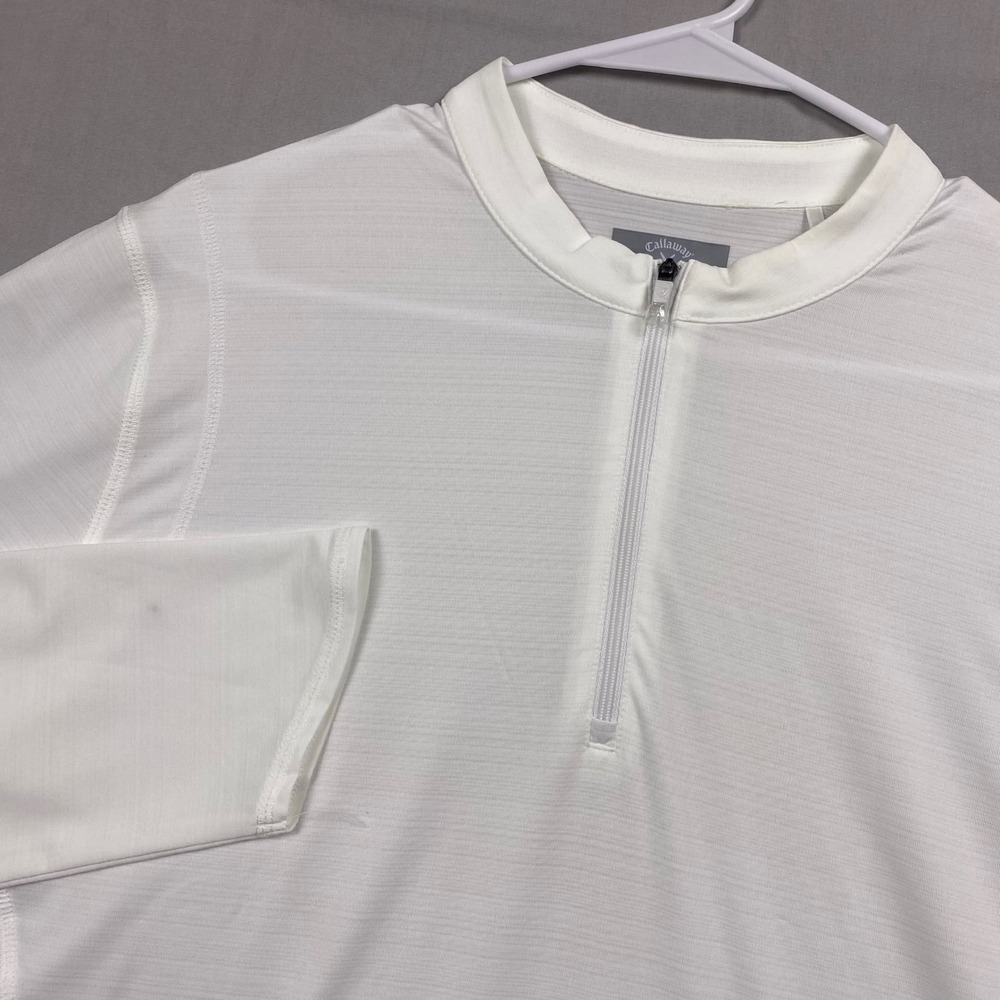 Callaway Opti-Dri Golf Pullover Womens XL White Quarter Zip Long Sleeve